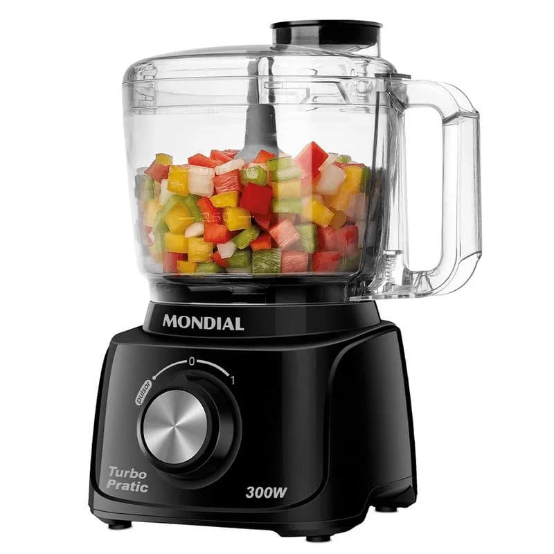 Mini Processador Mondial Turbo Pratic MP-16-B Preto - 127V 300W