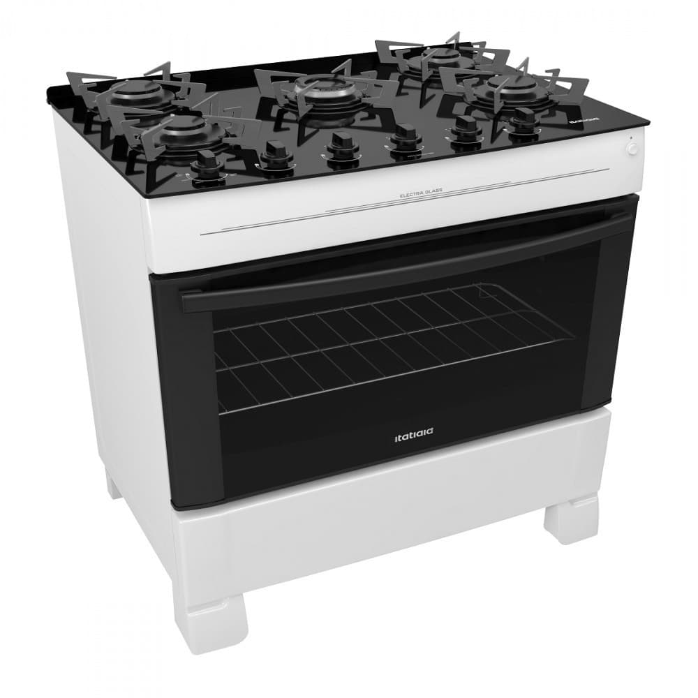 Fogão 5 Bocas à Gás Itatiaia Electra Glass com Mesa de Vidro e Acendimento Automático