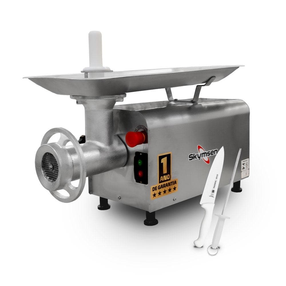 Picador Moedor de Carne Açougue Profissional 1,5 Cv Boca 22 PS-22m 127V Skymsen + Faca + Chaira