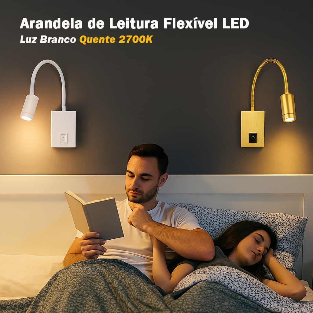 iluminação Arandela de leitura parede Flexível LED 3W 2700K Bivolt Quartos