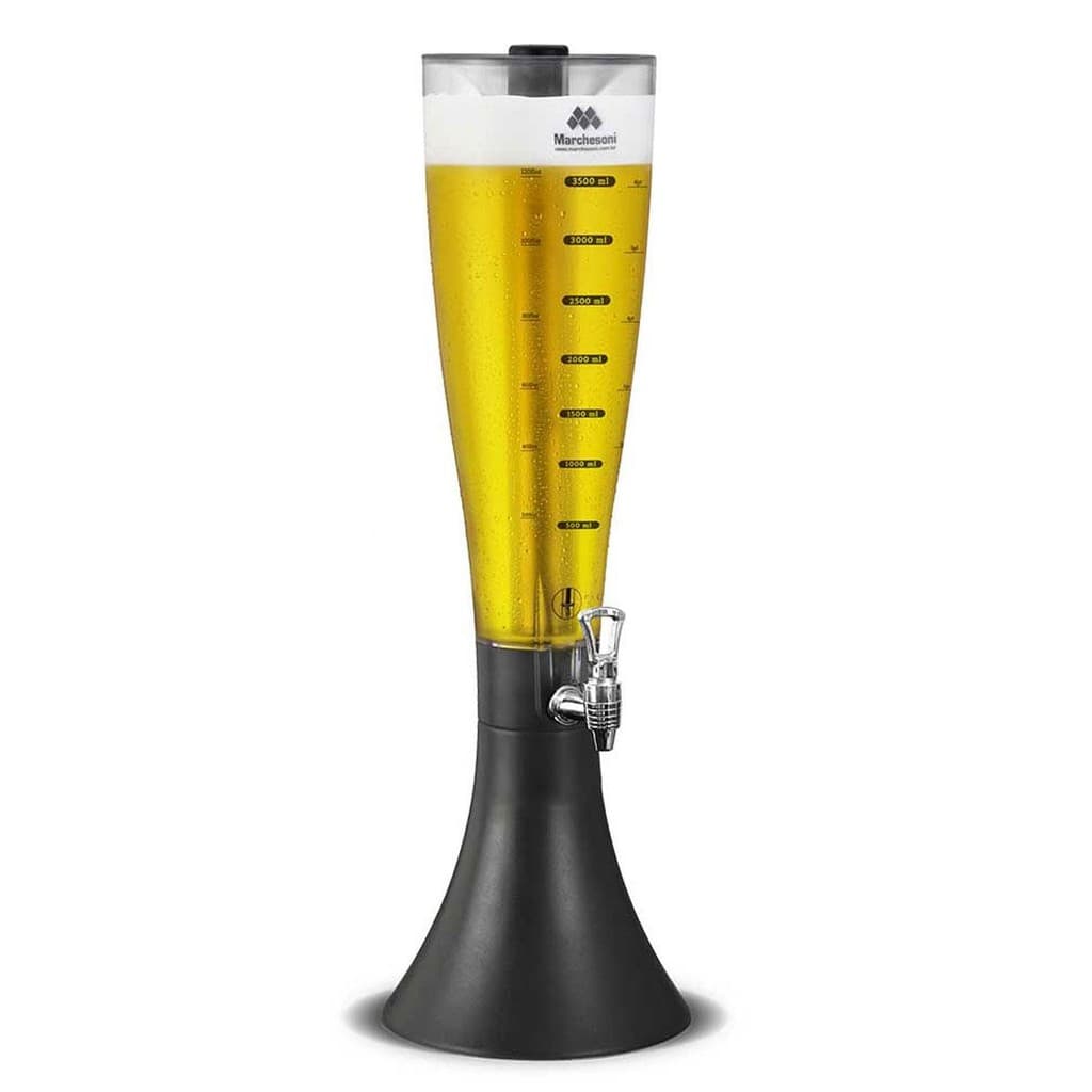 Torre de chopp Marchesoni 3,5 litros com cerveja amarela