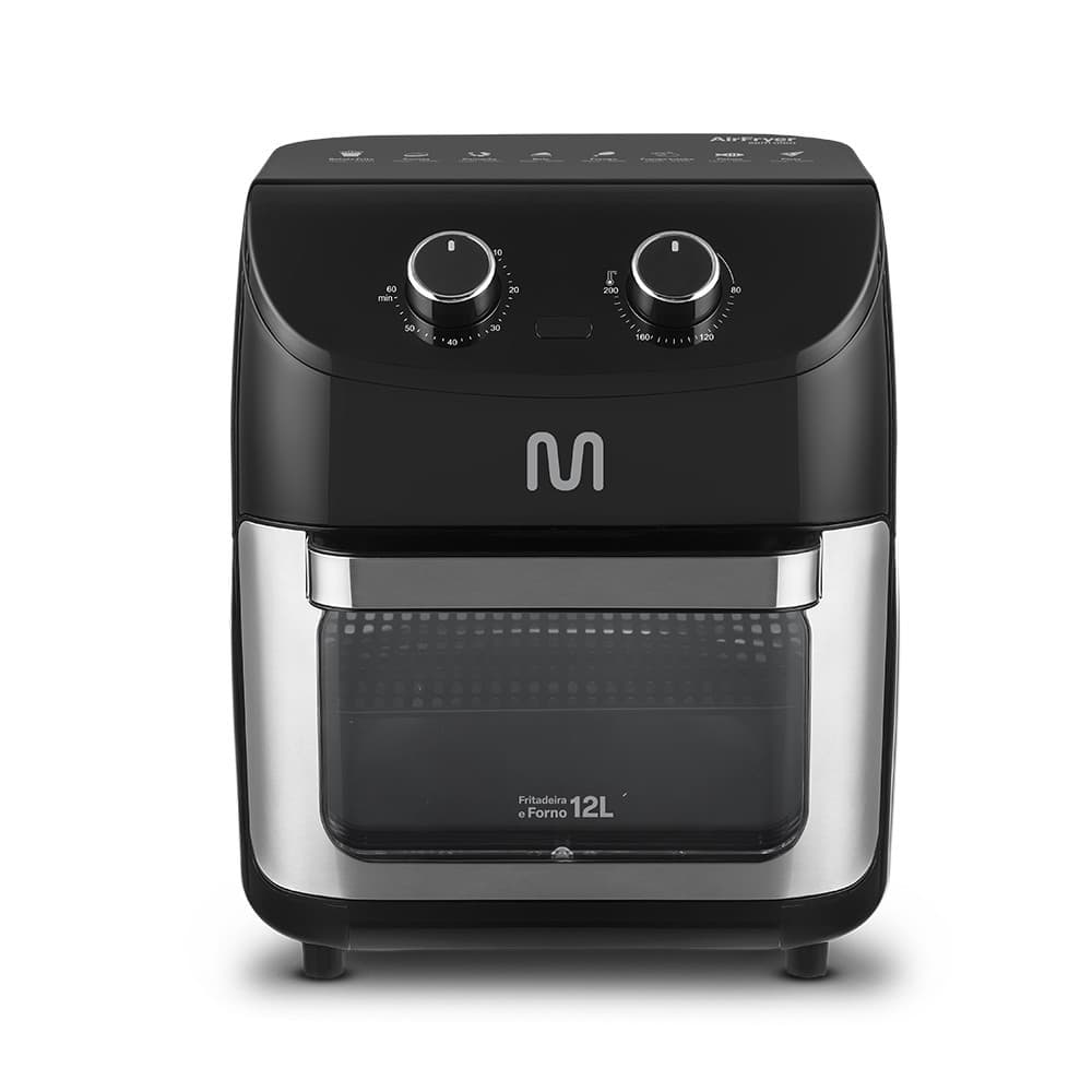 Forno Elétrico Air Fryer 12L 1700W-220V Preto Multi - GO228 com porta de vidro e controles visíveis