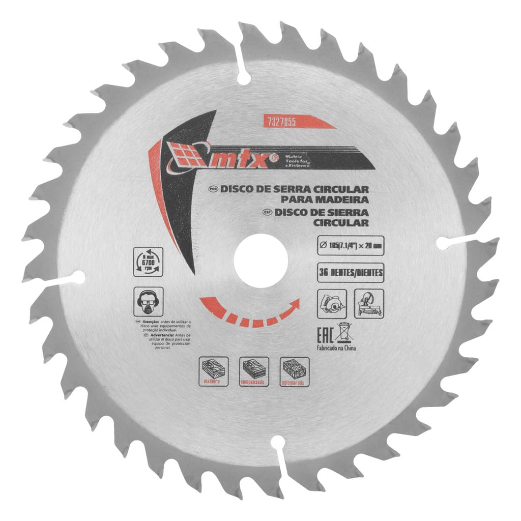 Disco de serra circular para madeira MTX 36 dentes 185mm branco