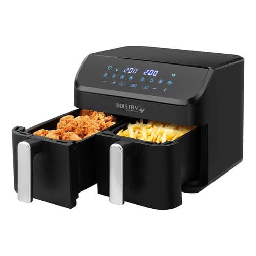 Fritadeira Digital Cesto Duplo 9l Holstein com alimentos fritos