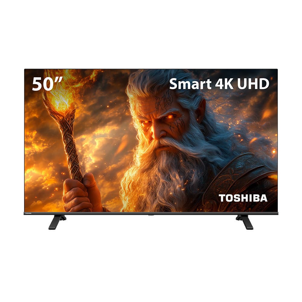 Smart TV Toshiba 50 polegadas 4K UHD com personagem místico na tela