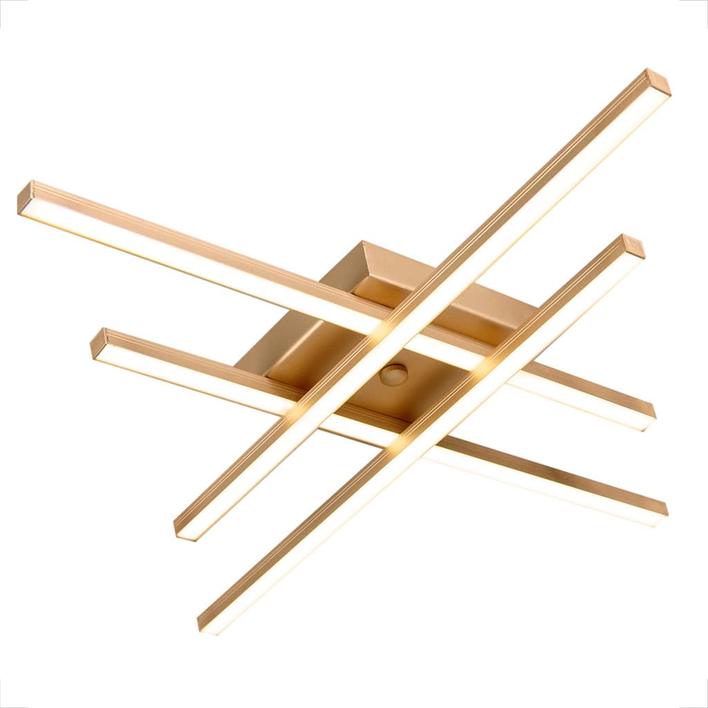 Luminária de teto linear slim moderna 4 LED 36W bivolt dourado