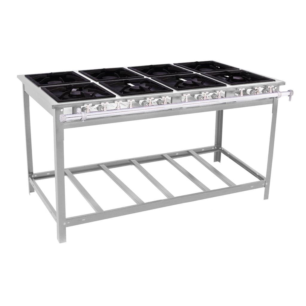 Fogão industrial profissional 8 bocas inox com 4 duplas Venâncio