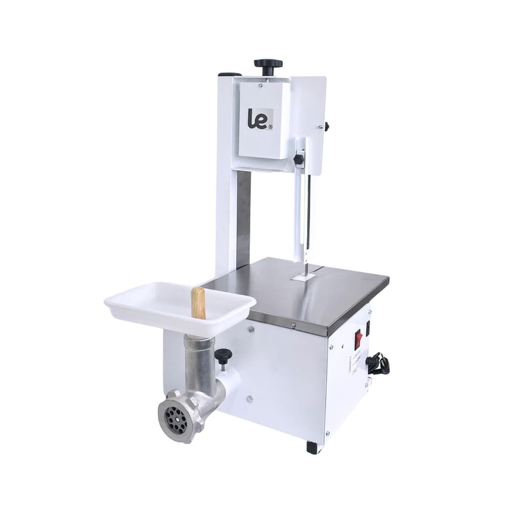 Serra Fita de Bancada com Moedor Boca 5 Açougue Carne Osso 1,46 Semi Inox Leggero