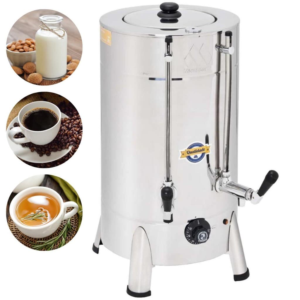 Cafeteira Elétrica Comercial Industrial de 4 Litros Marchesoni - Aço Inoxidável com Controle e Logotipo