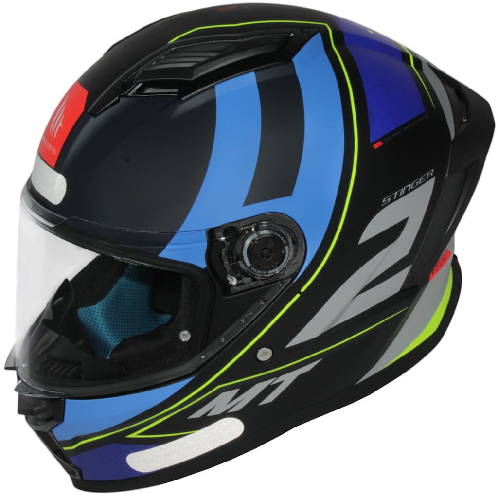Capacete MT Helmets Stinger 2 Poun B6 Mate fechado reforçado preto e azul