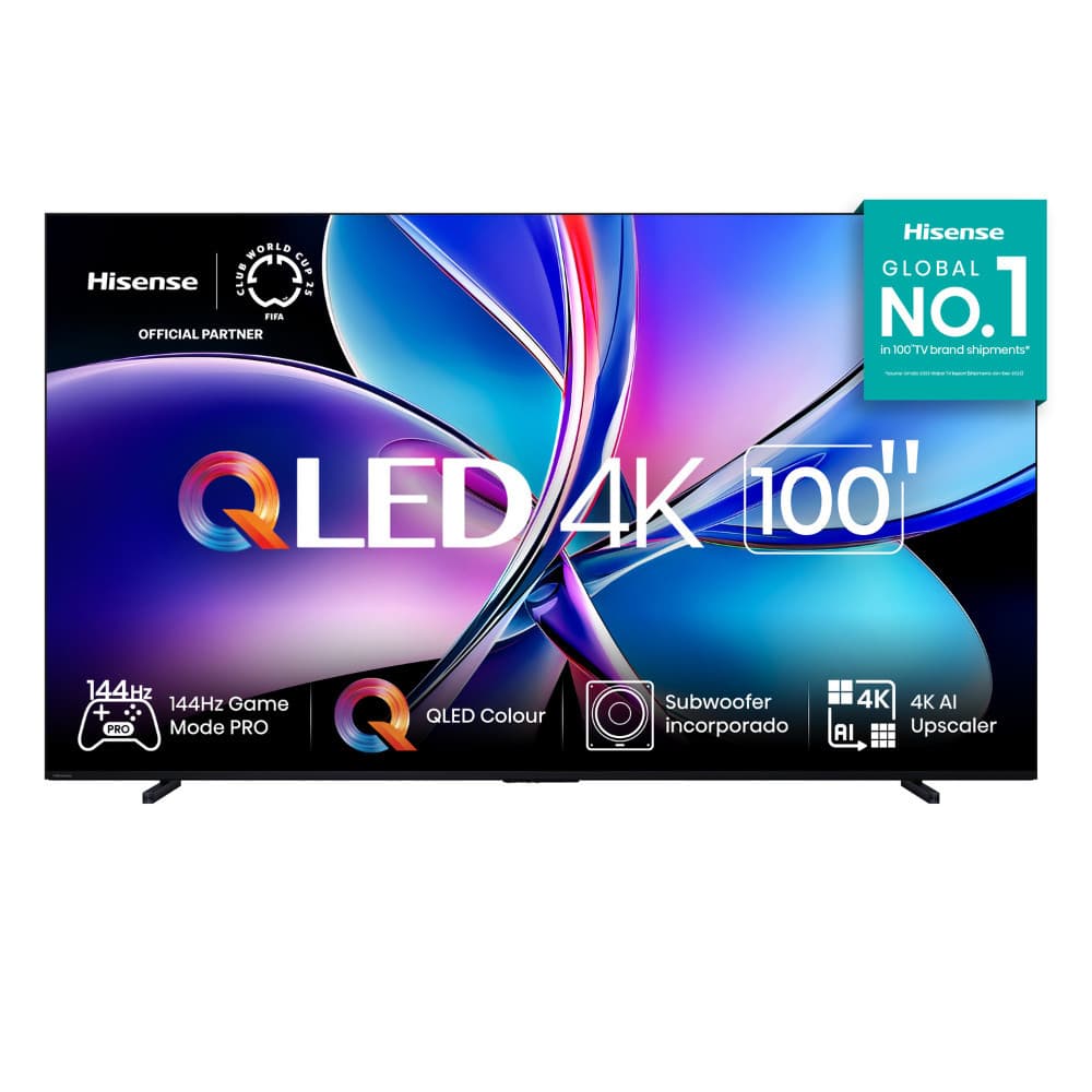 Smart TV 4K UHD Hisense 100 Polegadas QLED Vidaa 100Q7QG com tela vibrante e recursos avançados