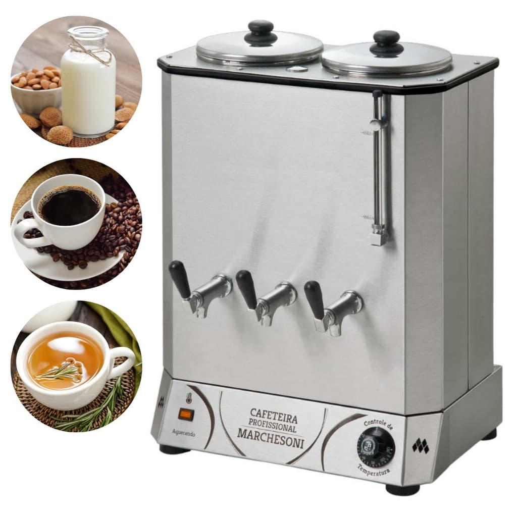 Cafeteira Profissional 2 Reservatórios 6 Litros Máquina de Café Elétrica Marchesoni