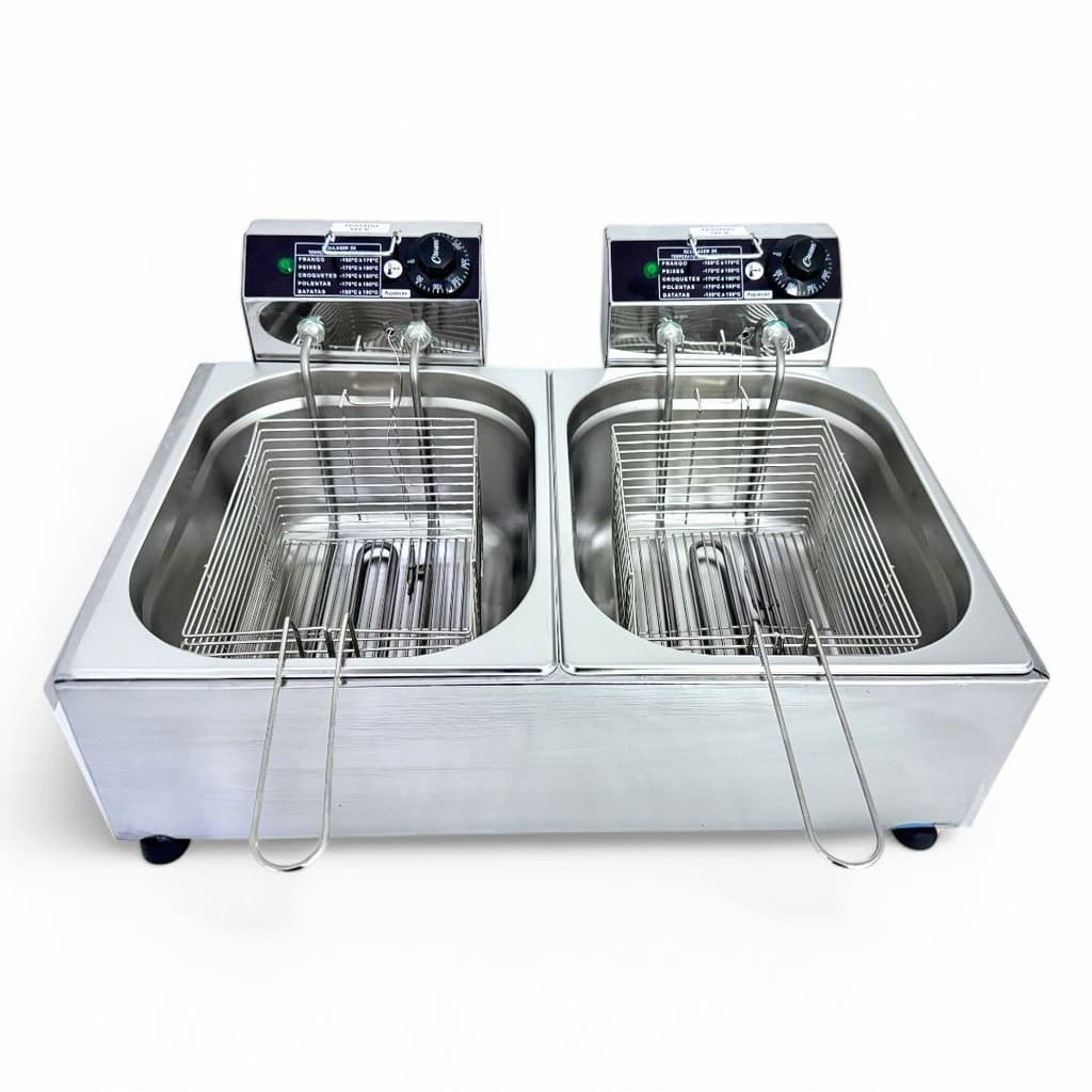FRITADEIRA INDUSTRIAL ELETRICA 16L 2 CUBAS 220V IPE COZINHAS