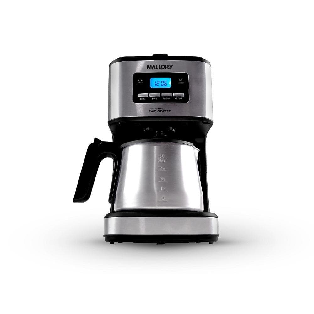 Cafeteira elétrica Mallory Easy Coffee 1,5 litros preto e inox, com jarro de aço