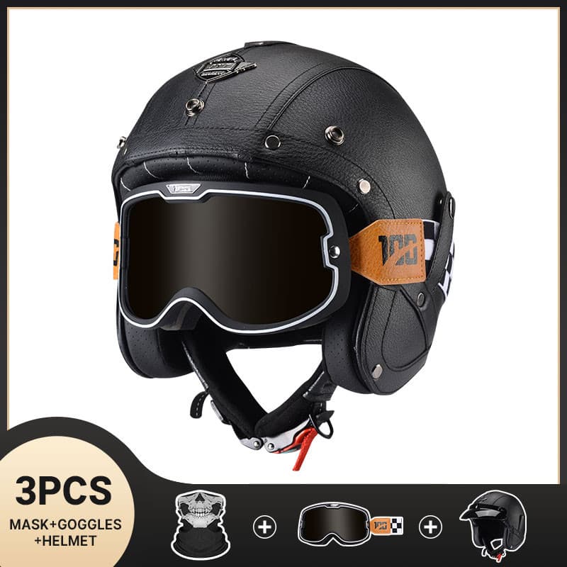 Leve Preto Xadrez Vintage Capacete Da Motocicleta Clássico Rosto Aberto Para Cruiser Motorcross Halley Capacetes Casco M