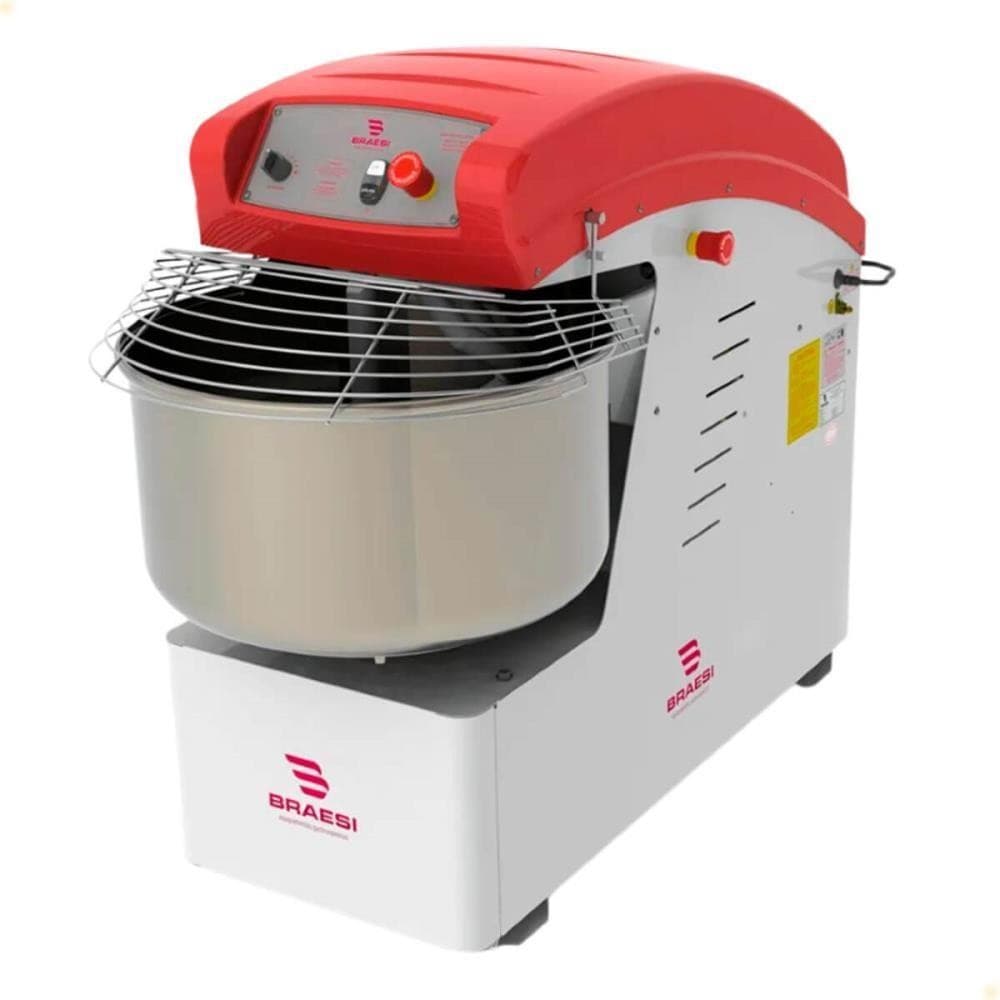 Amassadeira Espiral Braesi AES-40/1 Style Vermelha e Branca 40 Kg 2 Velocidades 380V Trifásico 60Hz