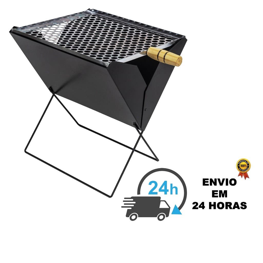 Churrasqueira portátil dobrável em aço inoxidável, compacta para camping e apartamento