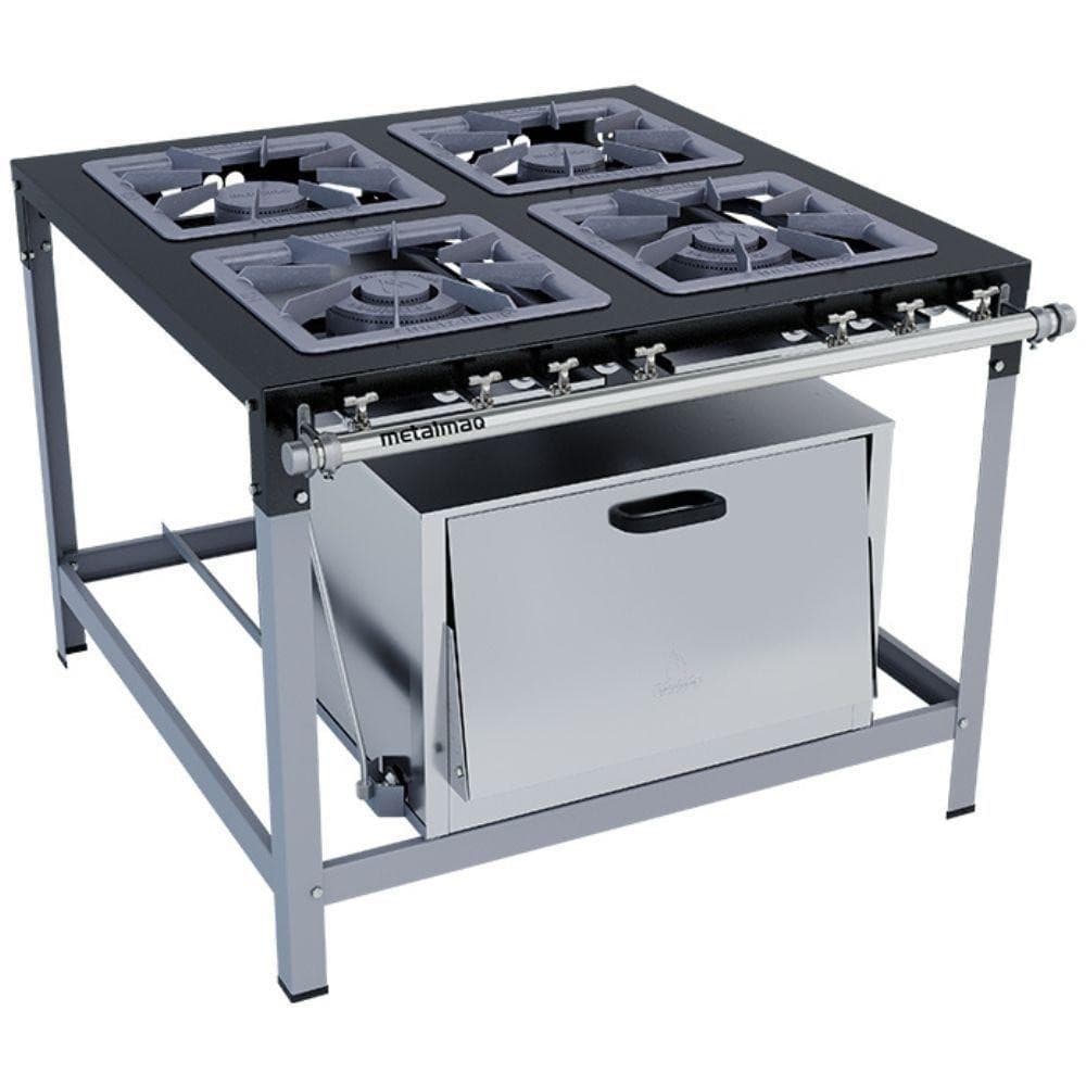 Fogão Industrial Metalmaq com 4 Bocas e Forno M18, Pintado, Baixa Pressão