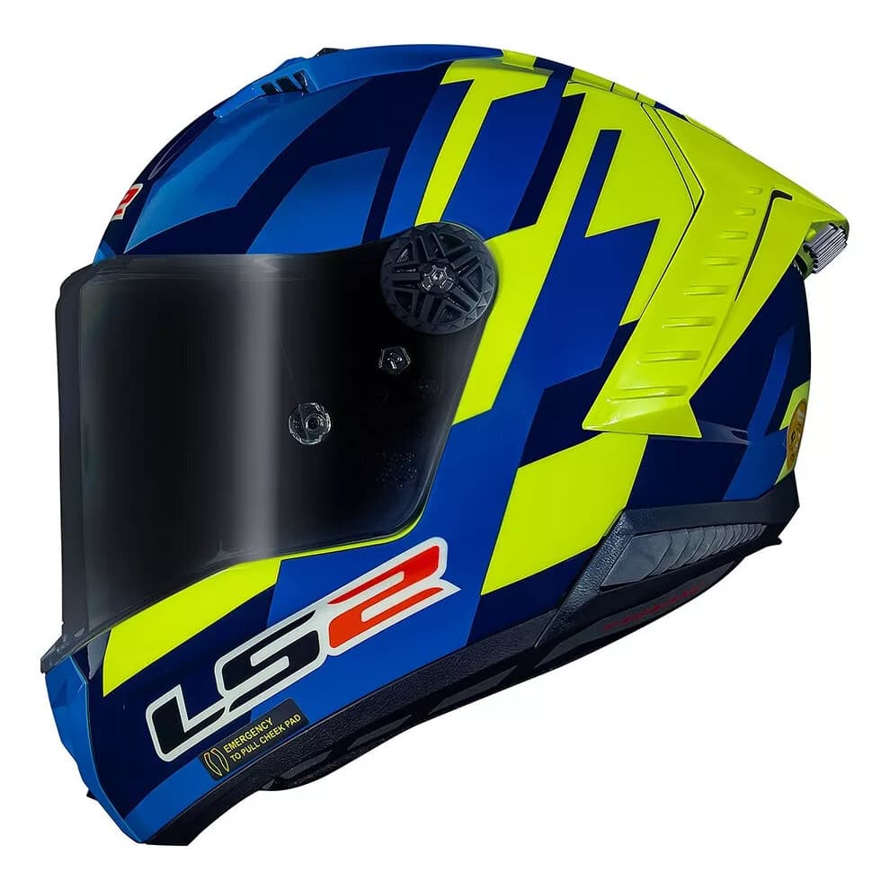Capacete LS2 FF805 Thunder Carbon Gas Azul e Amarelo Carbono