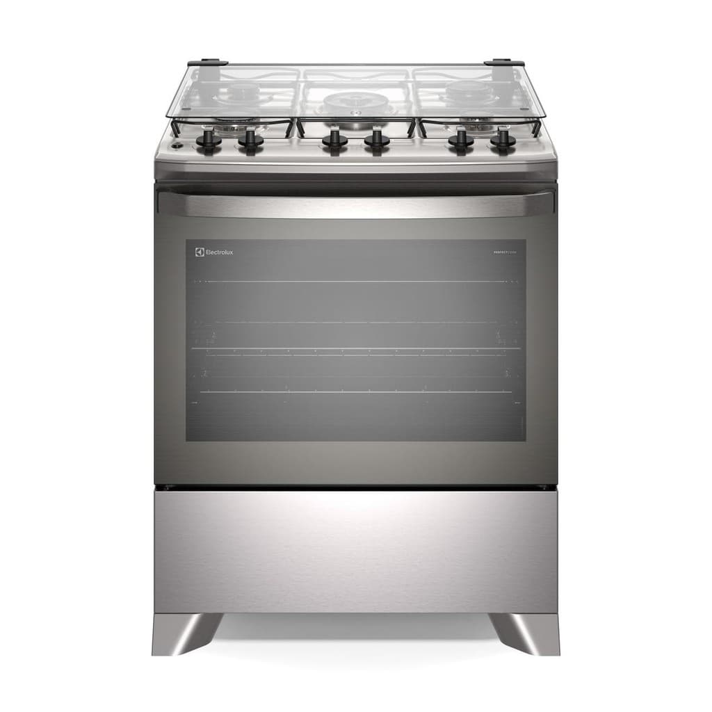 Fogão Electrolux 5 bocas cinza com mesa inox e vidro
