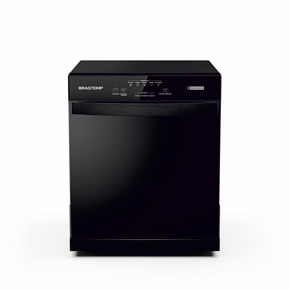 Lava-louças Brastemp BLF08AE preto com controles frontais