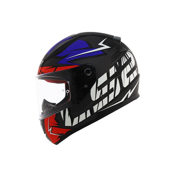 Capacete LS2 FF353 Rapid Cromo Preto Vermelho e Azul Fosco
