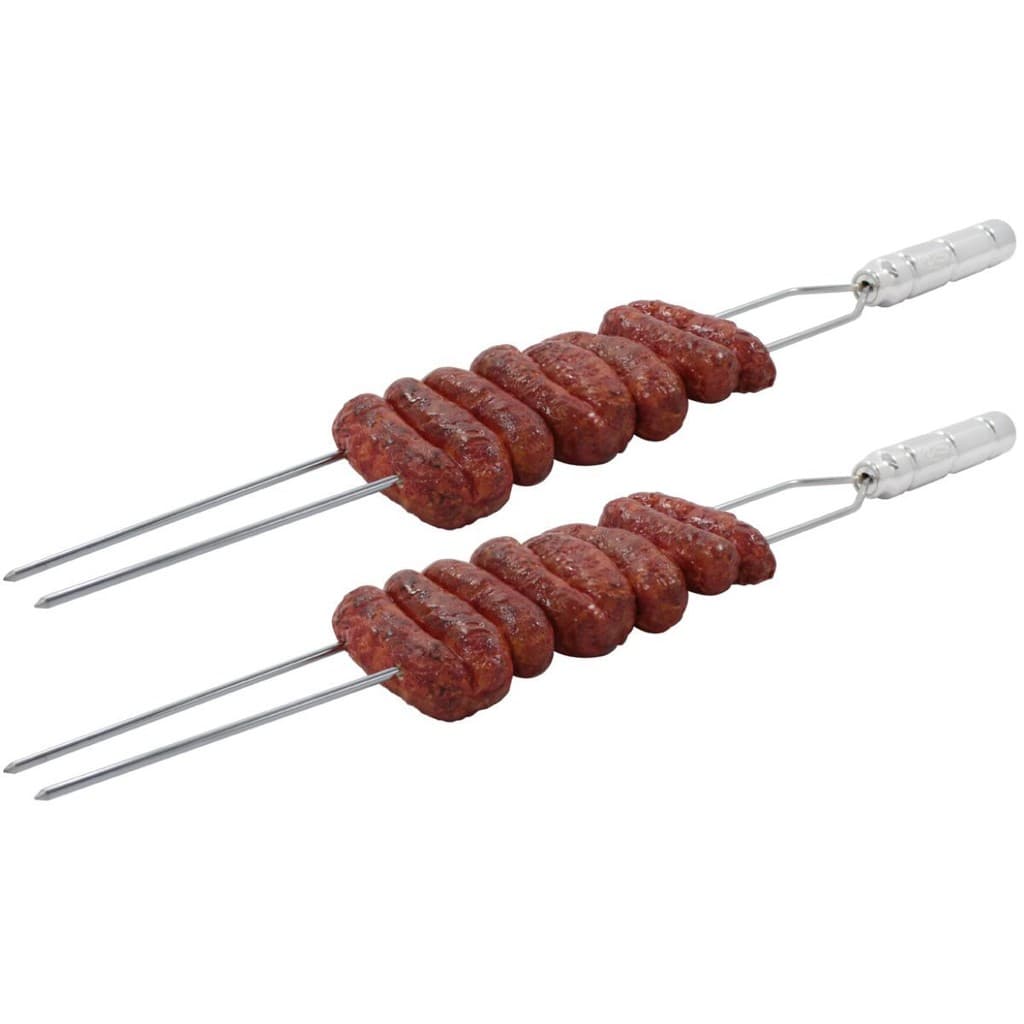 Kit churrasco com espetos duplos de aço inox e cabos de alumínio para churrasqueira