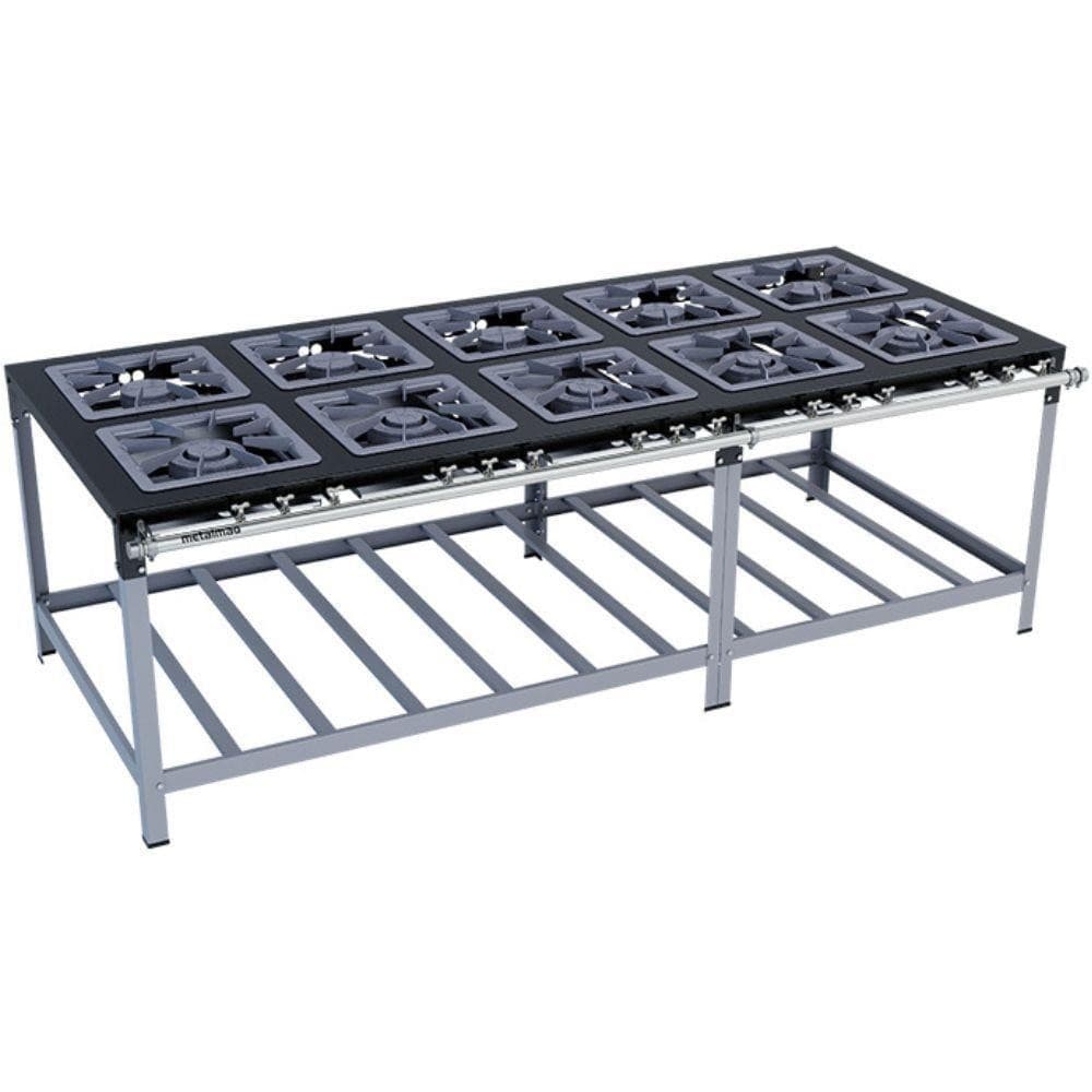 Fogão industrial Stori Premium 10 bocas com suporte metálico, fundo branco