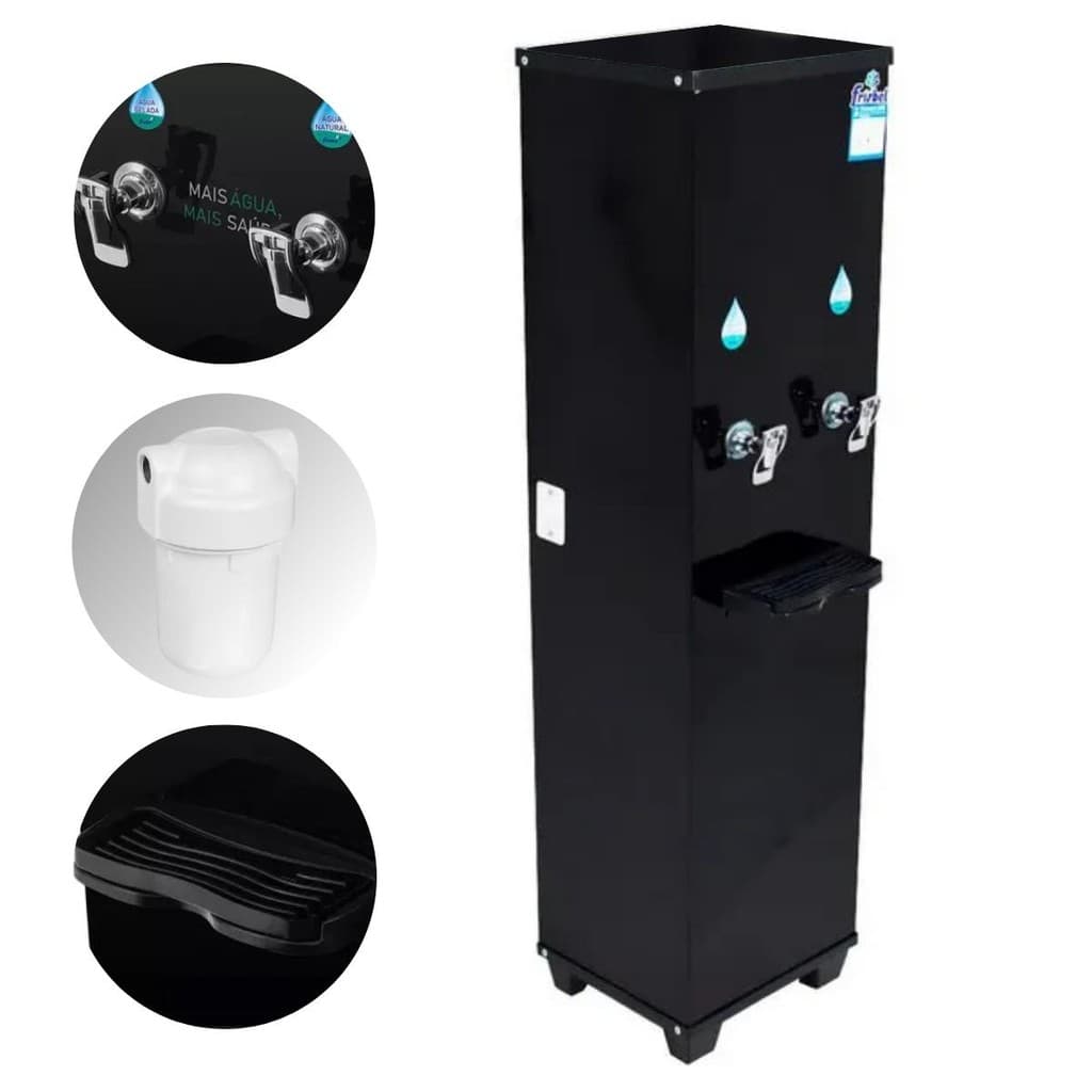 Bebedouro Industrial 25 Litros 2 Torneiras Coluna Office Black Frisbel