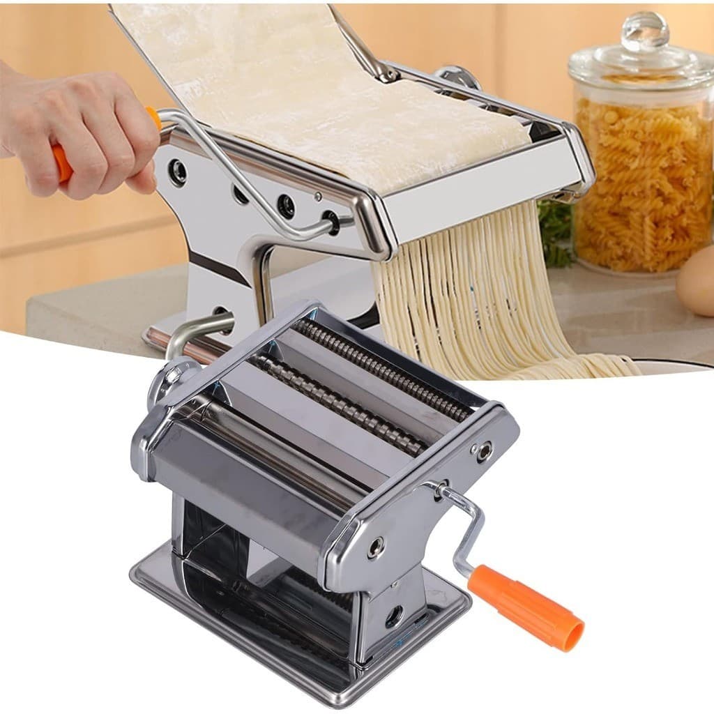 Máquina de macarrão manual de aço inoxidável com manivela laranja