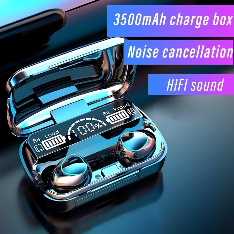 Fone de ouvido Bluetooth sem fio M10 com estojo de carregamento, cancelamento de ruído e som HIFI