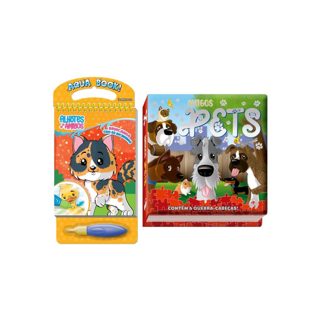 KIT ANIMAIS - Filhotes Amigos: Aquabook + PETS: Almofadado