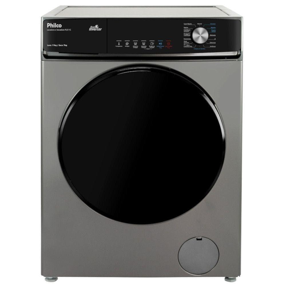 Lava e Seca Philco PLS11C Inverter 11kg 16 Programas cinza e preto