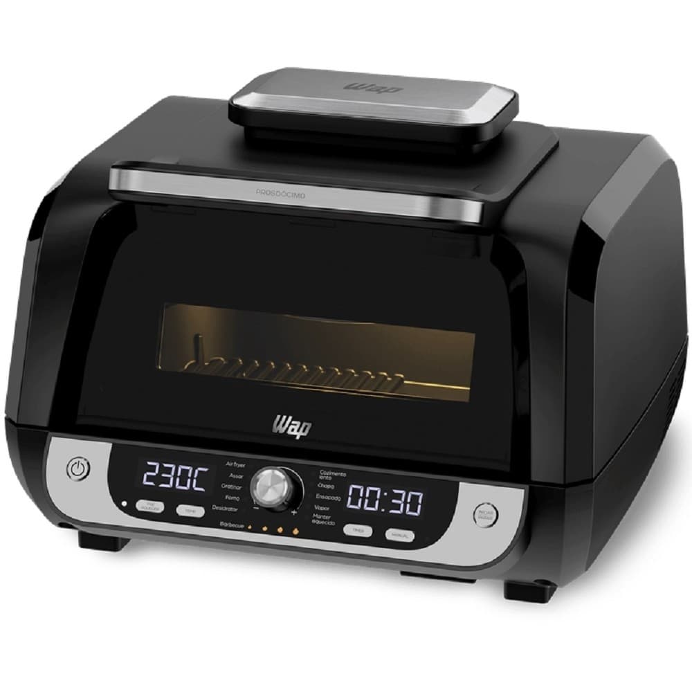 Fritadeira elétrica Air Fryer WAP Barbecue 1800W 10 litros preta com controles digitais