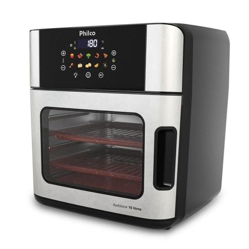 Fritadeira elétrica Philco 16L com painel digital, aço inoxidável e preto, 220V