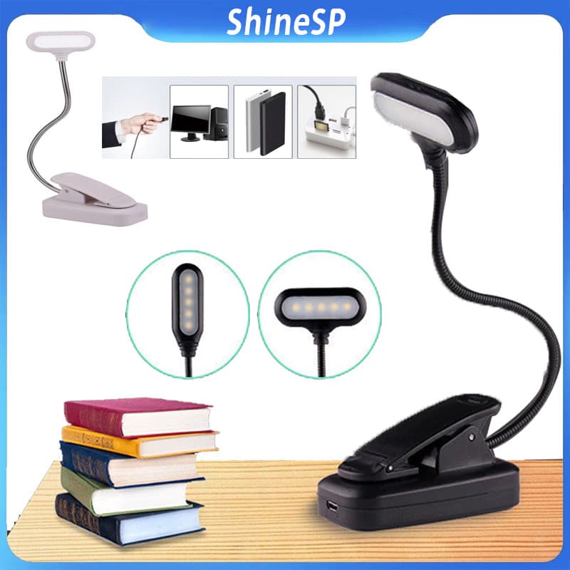 Mini Luminária Flexível Para Leitura Led Grampo Clip Mesa Livro Viagem Luz De Leitura Recarregável Com