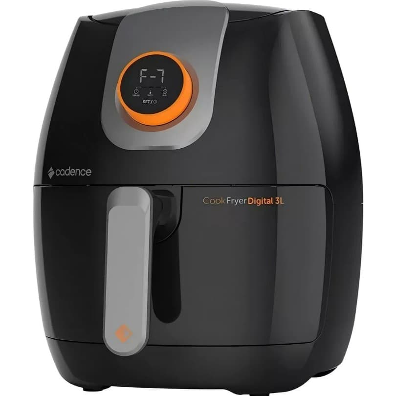 Fritadeira Antiaderente Sem Óleo 3L Cook Fryer Digital 3L Cadence, preto e cinza