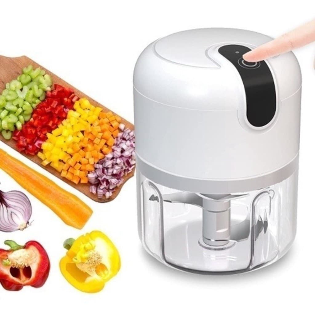 Mini Processador com 3 lâminas de aço inox Elétrico de Alimentos Portátil