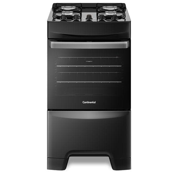 Fogão 4 Bocas Continental Preto Automático com TOPLimpaFácil e Mesa de Vidro