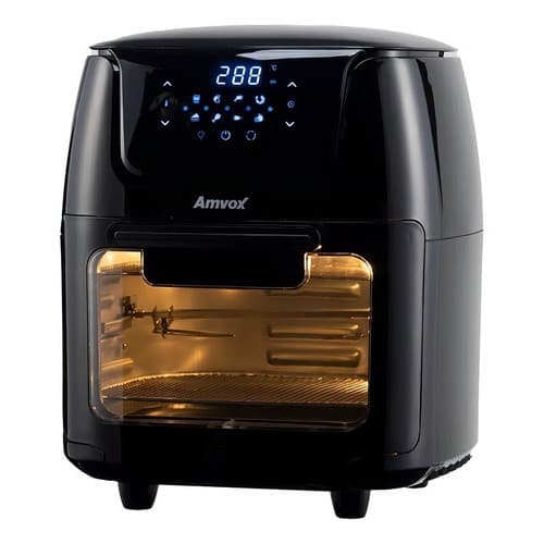 Friteira de ar preta Amvox Arf1222 com tela digital e controles de toque