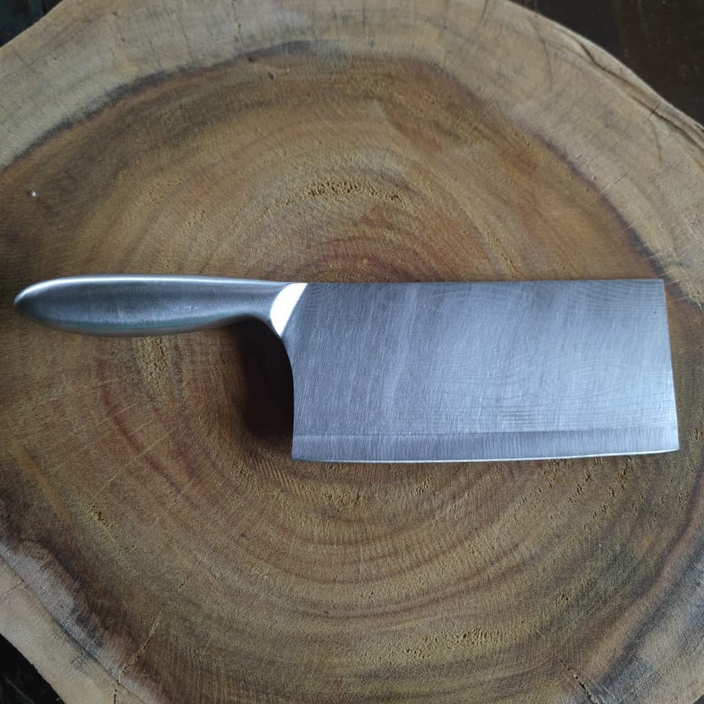 Faca cutelo profissional aço inox 29cm tipo damasco cabo inteiro