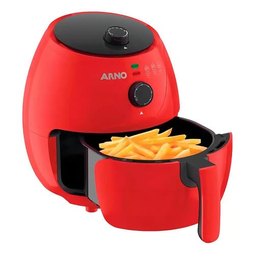 Fritadeira sem óleo Arno Easy Fry 3,2L vermelha com batatas fritas
