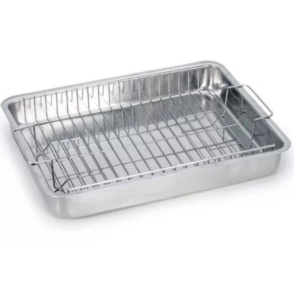 Assadeira Forma Tabuleiro Número 4  Borda Alta Feita Em Alumínio Com Grelha Ideal Para Assar Carnes