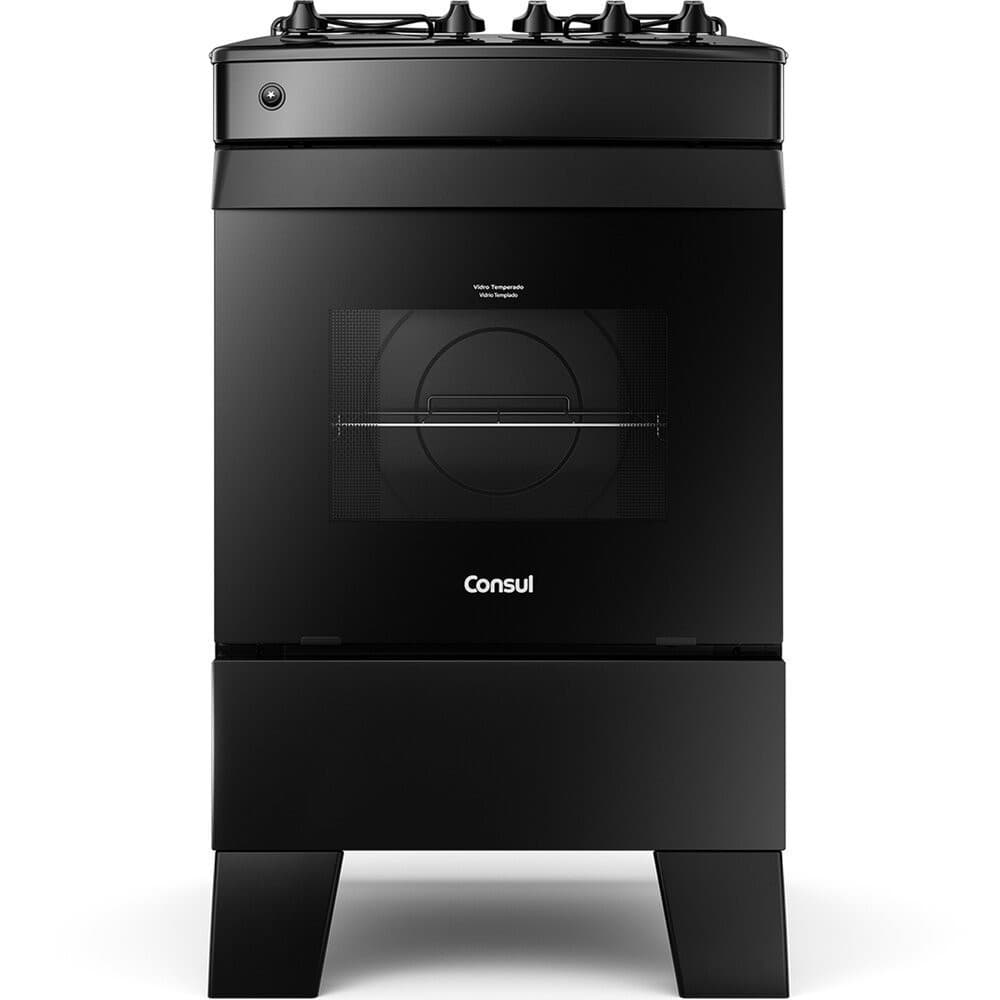 Fogão a Gás 4 Bocas com Mesa Esmaltada CFO4ZAE Consul - Preto
