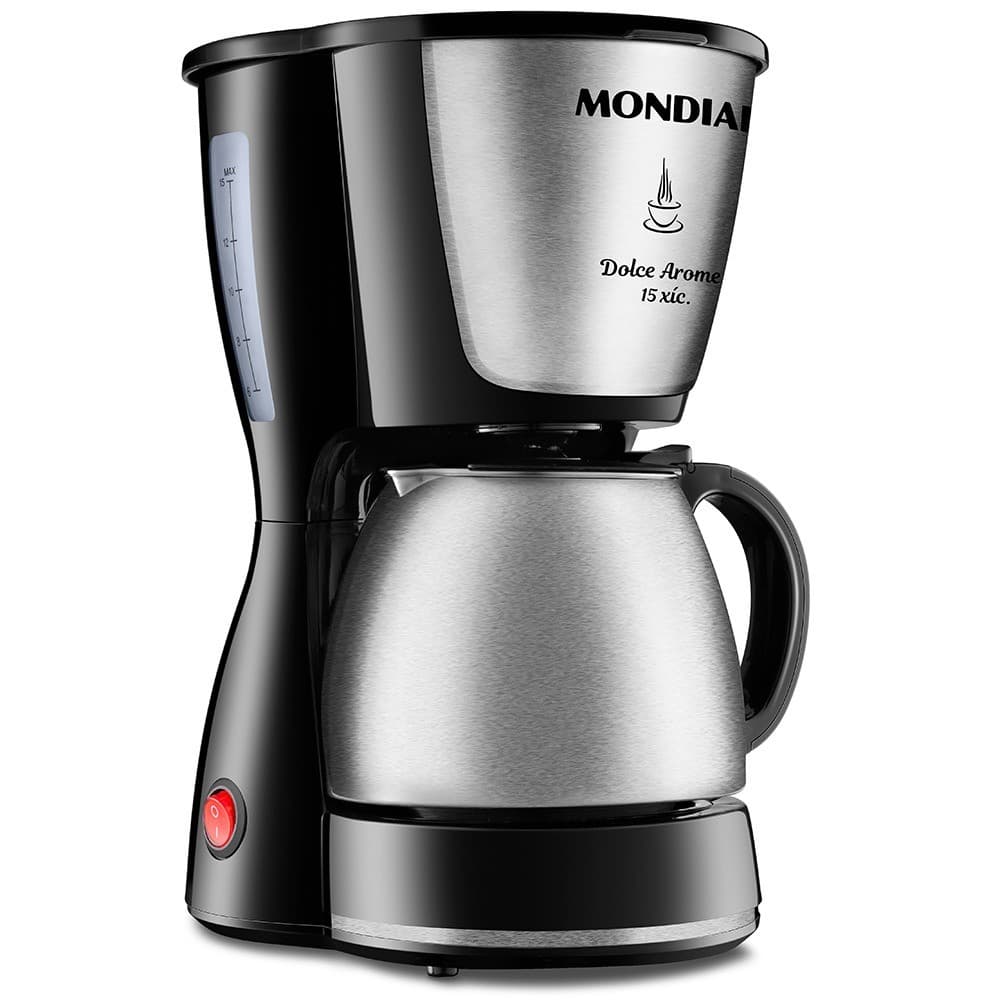 Cafeteira elétrica Mondial Dolce Arome 15 xícaras, jarra inox, preto e prata, modelo C-34 JI-15X