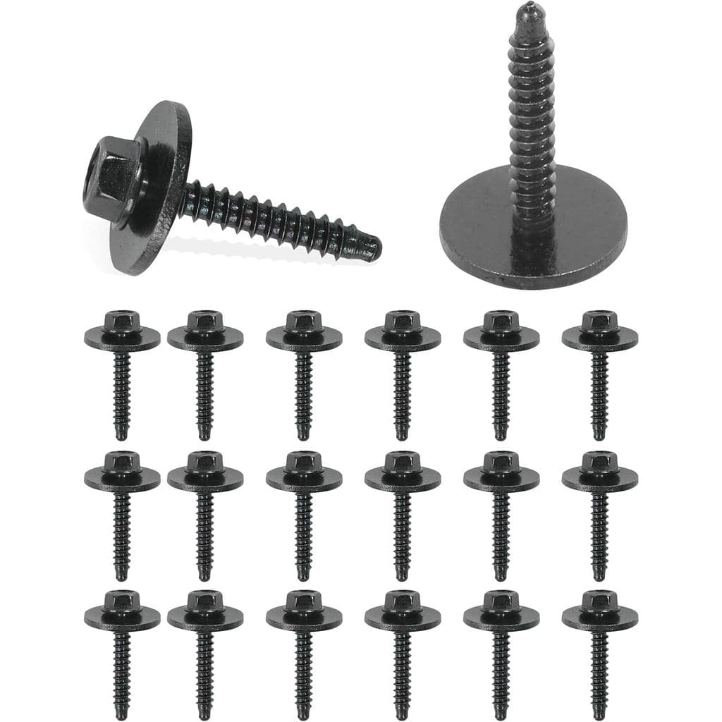 Conjunto de 20 parafusos pretos para para-lamas e para-choque automotivo