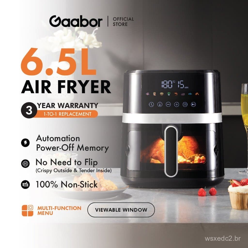 Fritadeira a Ar Gaabor 6.5L com Janela de Visualização 1500W Cozinha Sem Óleo