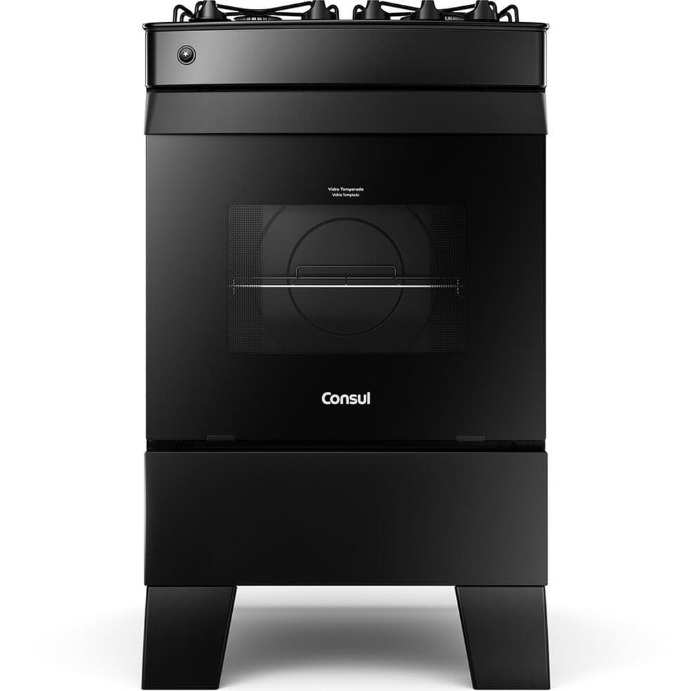 Fogão a Gás CFO4VCE 4 Bocas com Mesa de Vidro Consul Preto