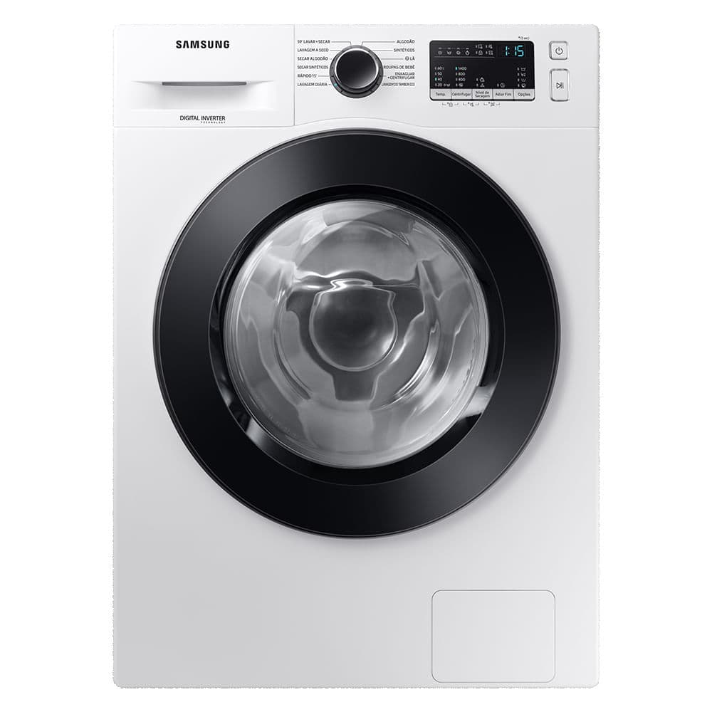 Lavadora e secadora Samsung WD11M com Digital Inverter, branca, 11/7kg, vista frontal