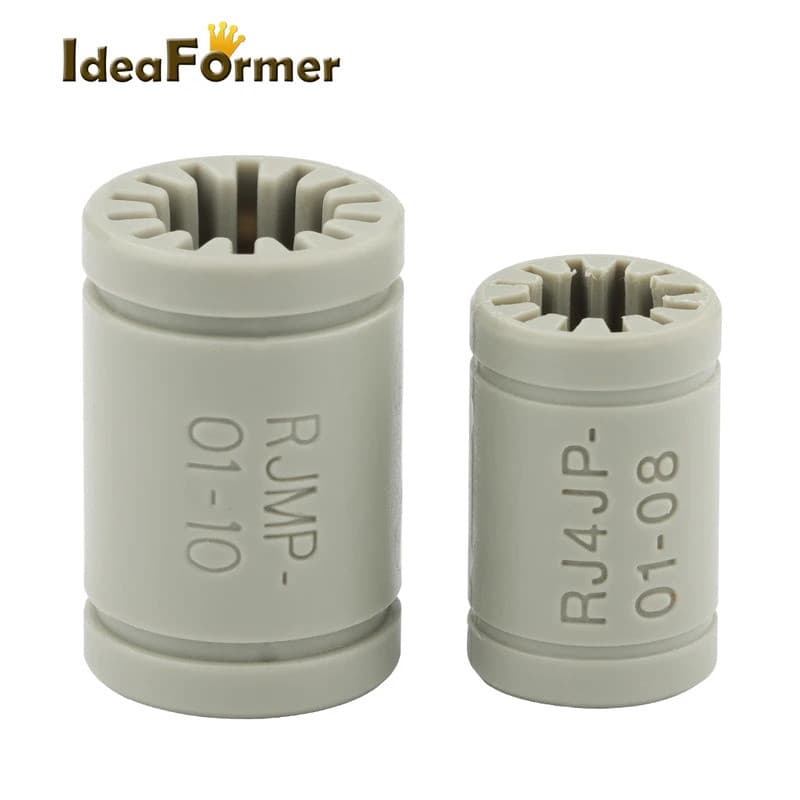 Rolamentos lineares IdeaFormer 01-10 e RJ4JP-01-08 em fundo branco
